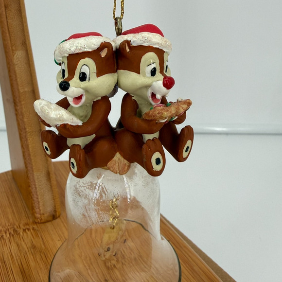 Disney Chip ‘n Dale Cookies Christmas Holiday Glass Bell Ornament 4" Tall - Picture 2 of 8